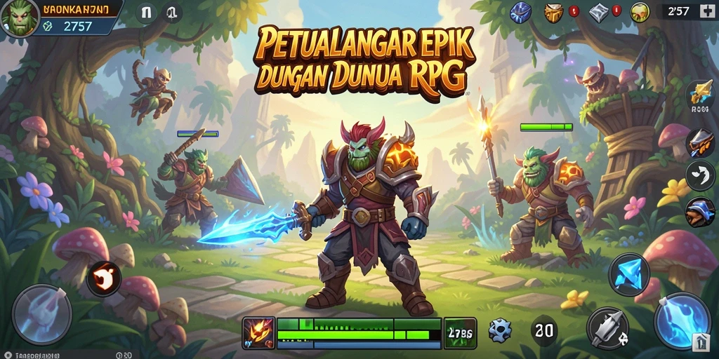 Tangkapan layar utama 2757 yang menunjukkan pertempuran epik dalam RPG.
