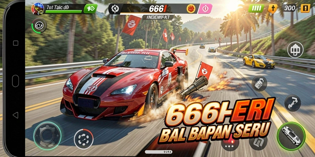 Tangkapan layar menunjukkan aksi balapan di <strong>666I</strong> dengan mobil yang melaju kencang.