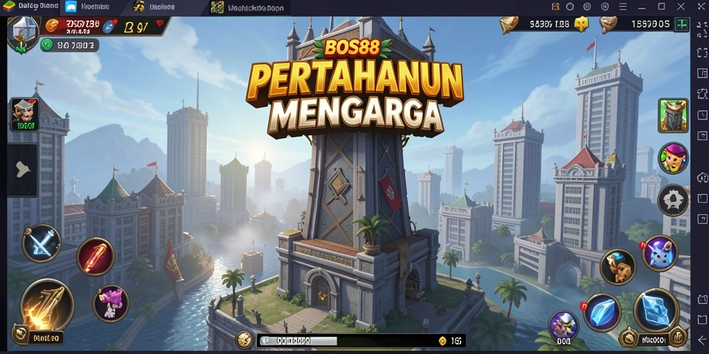 Tampilan gameplay seru di dunia menara pertahanan.