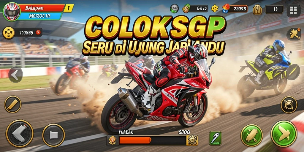 Screenshot menunjukkan aksi balapan mendebarkan di COLOKSGP.