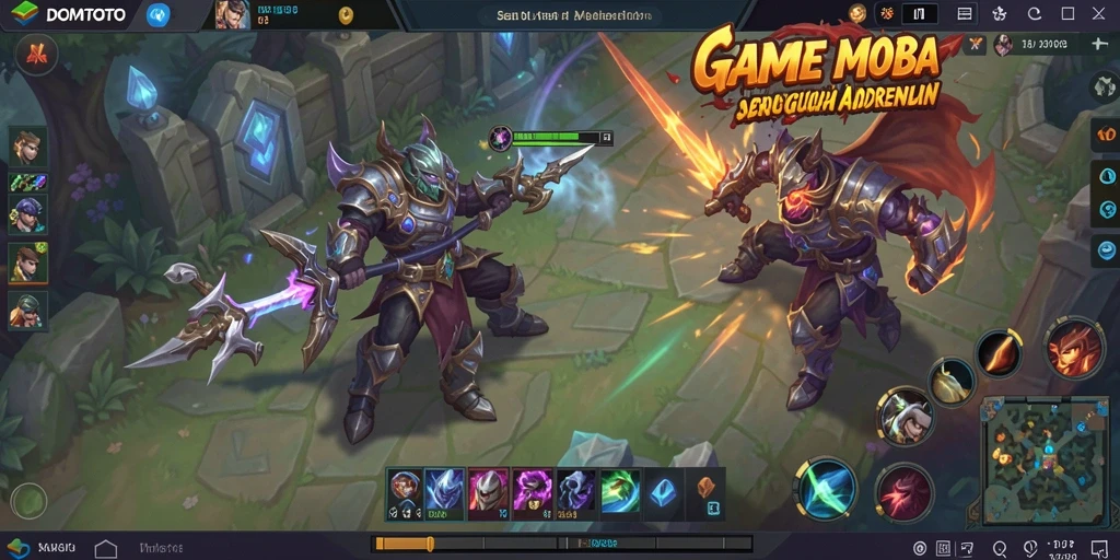 Tampilan gameplay seru dalam DOMTOTO saat pertarungan tim.