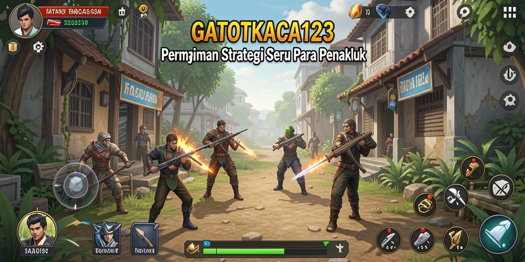 Tangkapan layar menampilkan pertempuran mendebarkan dalam GATOTKACA123.