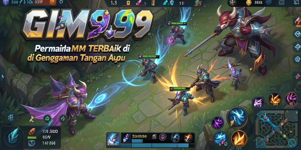 Tampilan menarik dari gameplay GIM999 di arena MOBA.
