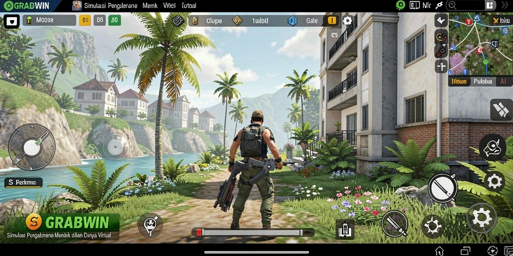 Tangkapan layar gameplay GRABWIN yang menggambarkan pengalaman simulasi menarik.