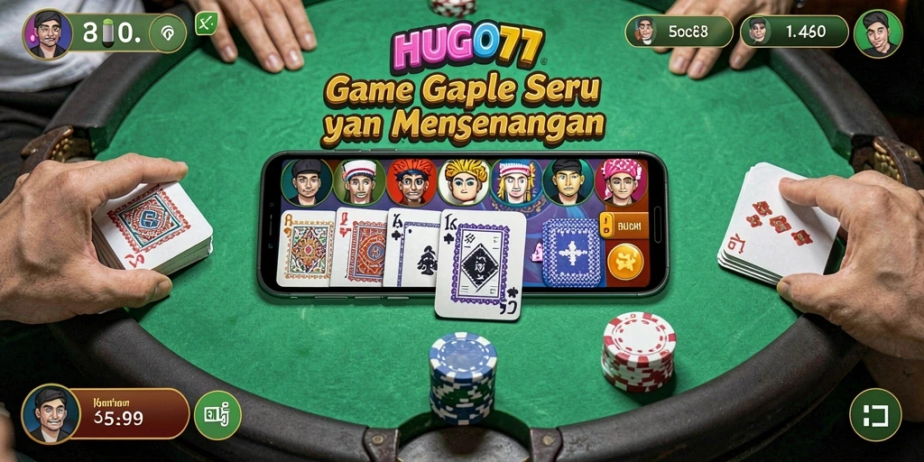 Tampilan gameplay HUGO77 yang menegangkan dan seru dalam permainan Gaple.