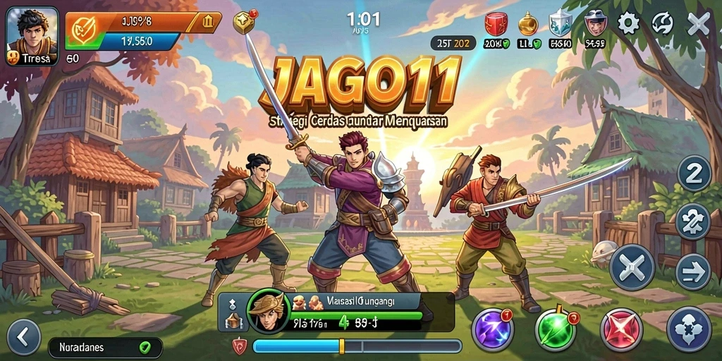 Screenshot gameplay JAGO11 menunjukkan pertempuran strategis yang intens.