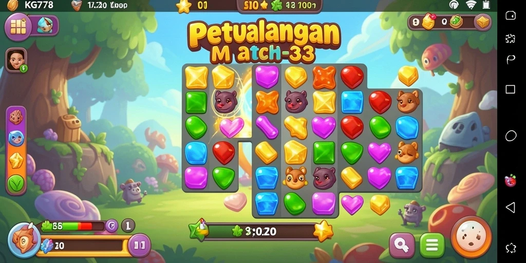 Tangkapan layar gameplay KG778 dengan kompetisi Match-3 yang menarik.