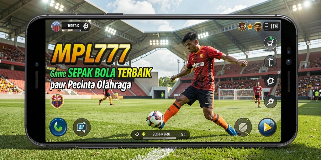 Screenshot gameplay MPL777 menunjukkan aksi seru di lapangan sepak bola.