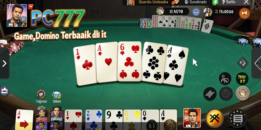 Gameplay seru dari PC777 yang menampilkan permainan Domino.
