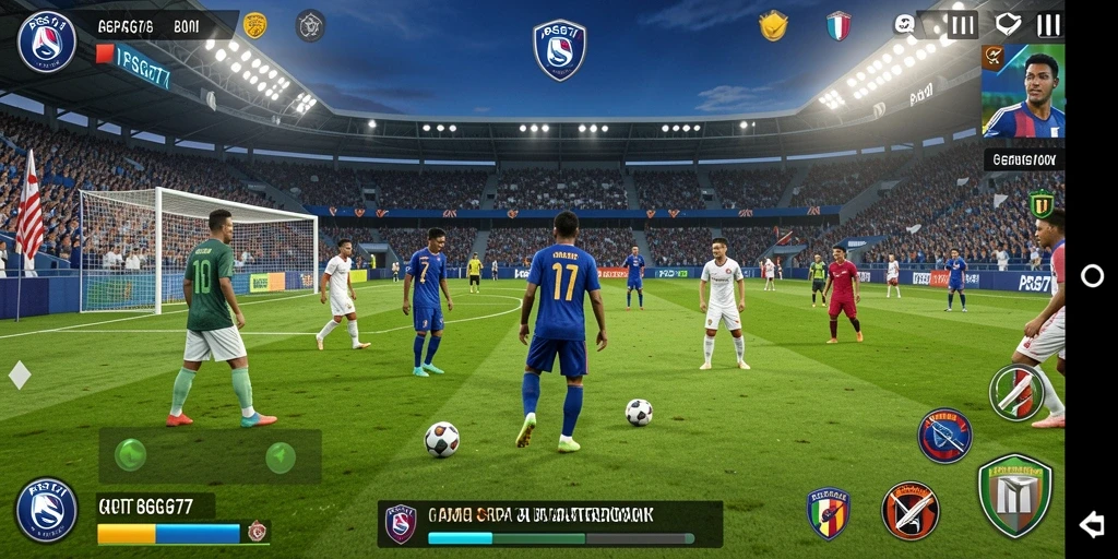 Tampilan menyerupai pertandingan sepak bola sungguhan dalam PSG77.