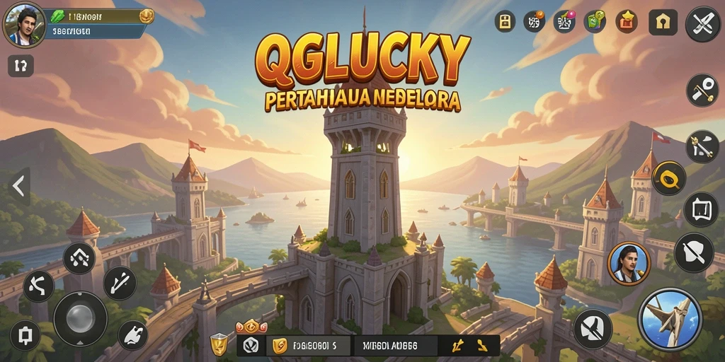 Tangkapan layar utama QGLUCKY menampilkan aksi seru dalam gameplay Tower Defense.