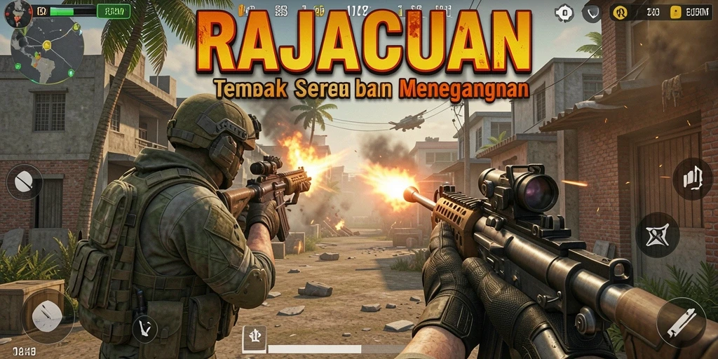 Menampilkan gameplay mendebarkan di arena pertempuran RAJACUAN.
