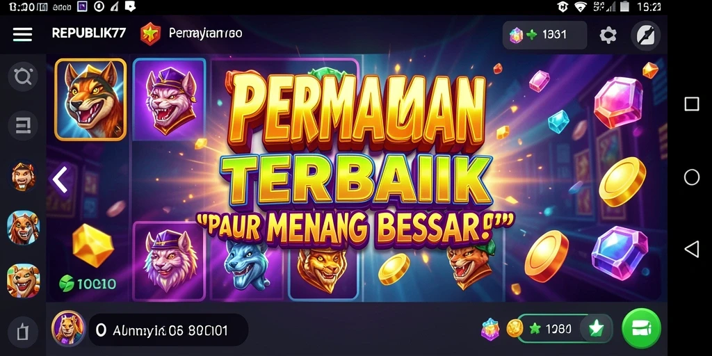 Tampilan gameplay slot yang mendebarkan di REPUBLIK77.
