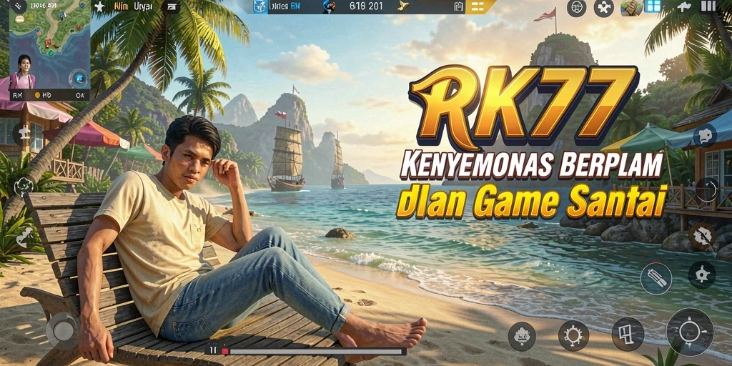Screenshot utama RK77 menampilkan gameplay yang menyenangkan dan santai.