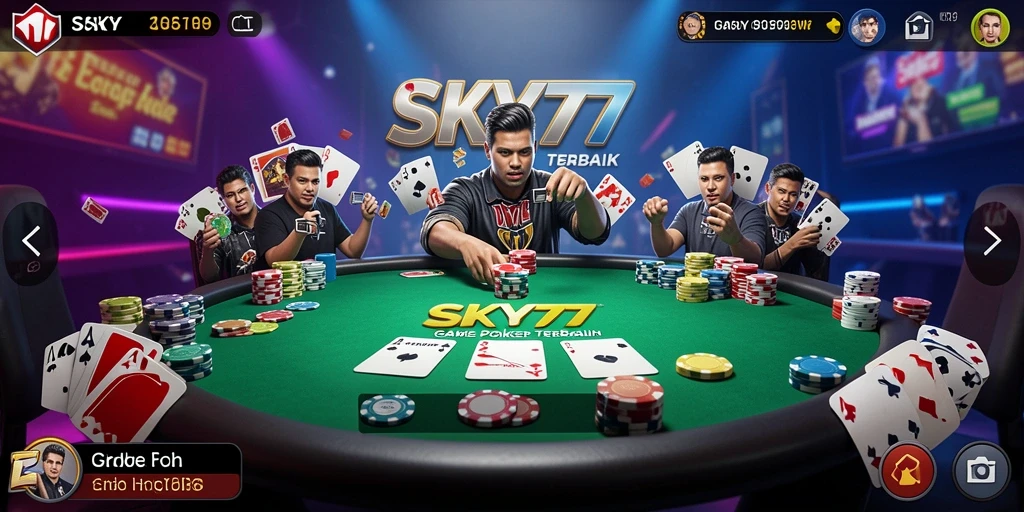 Tampilan gameplay Poker yang seru dan mendebarkan di SKY77.