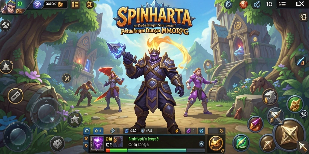 Tampilan dinamis dan seru dari gameplay SPINHARTA saat bertarung.