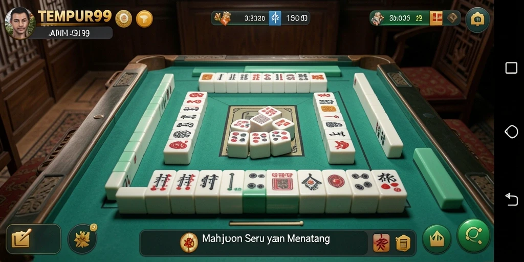 Screenshot gameplay TEMPUR99 dengan tampilan Mahjong yang menarik.